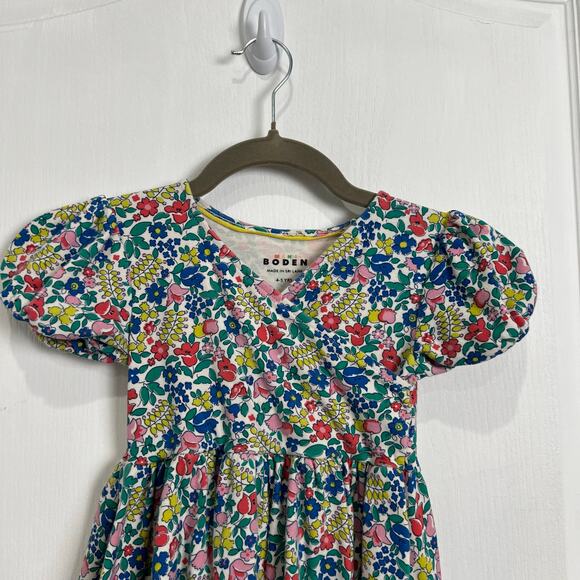 Mini Boden Floral Puff Sleeve Fit and Flare Dress Girl's Size 4-5 Years - Picture 3 of 6